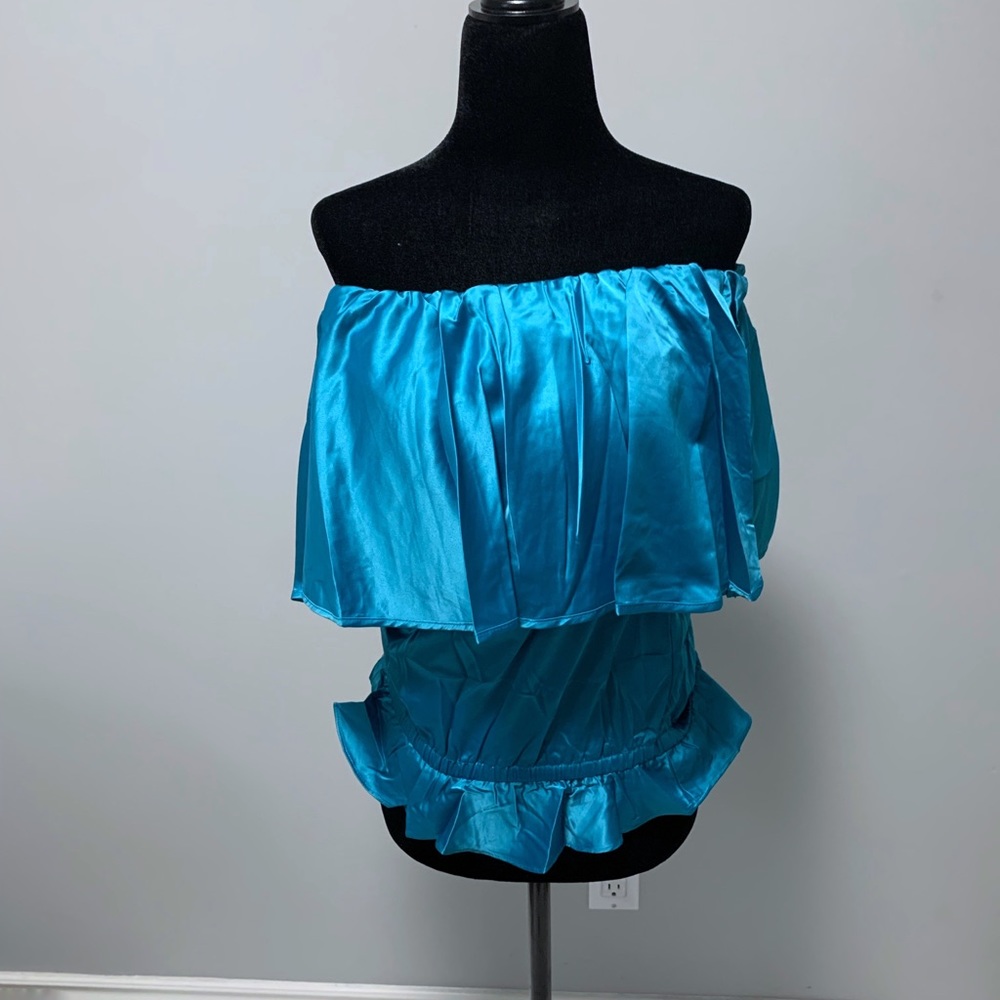 NWT  off the shoulder swim cover up - XS - blue